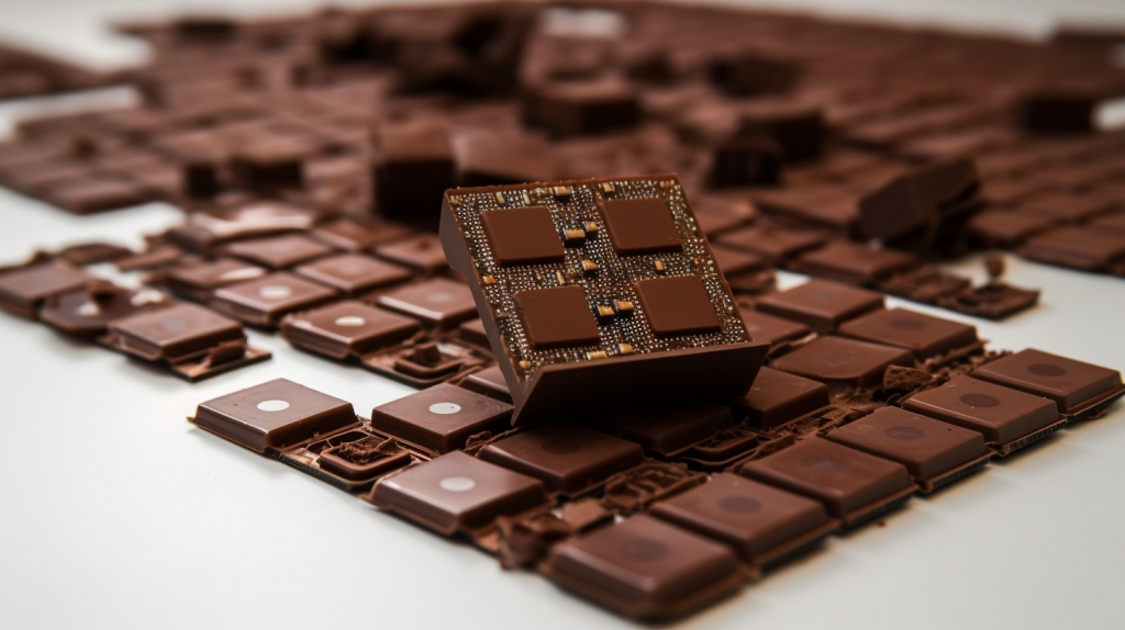 Chocolate Chips. Computer-Chips aus Schokolade
